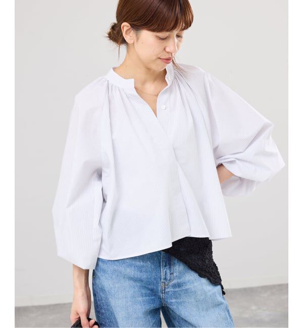 IENA「《予約》バンドカラーボリュームブラウス」|シャツ・ブラウス|