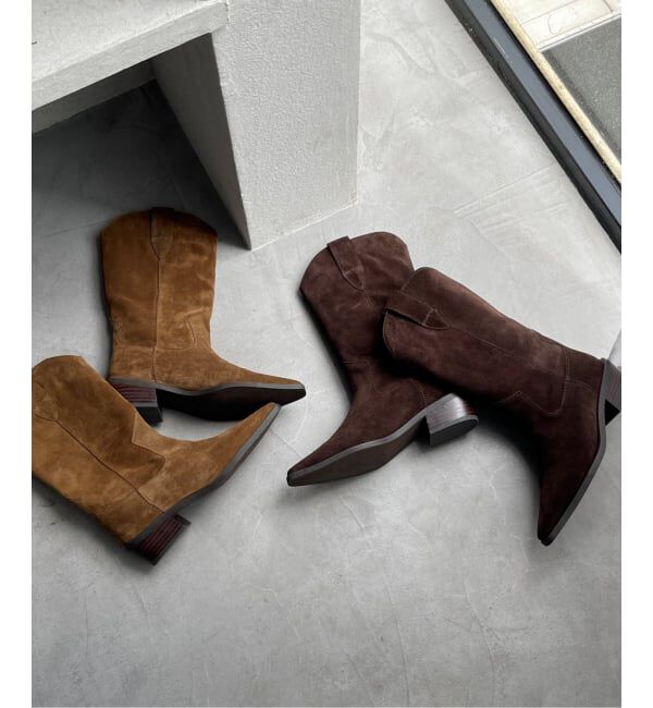  「《追加2》3.5cmレザーウエスタンブーツ」|ロングブーツ|