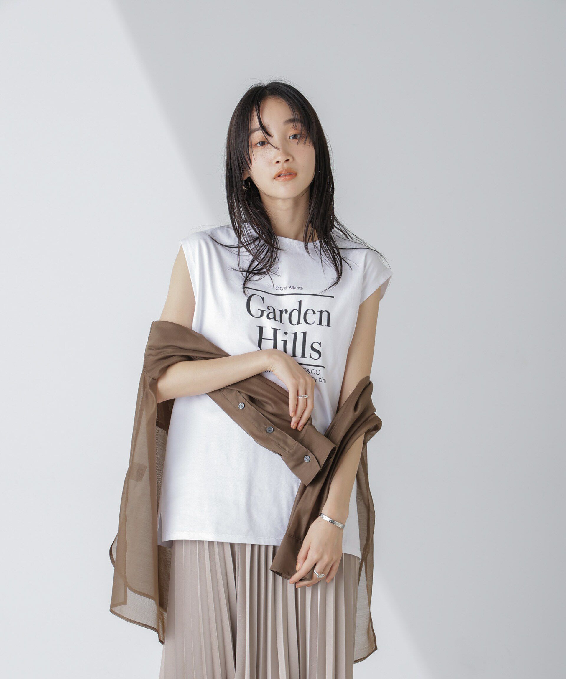 nano･universe「ノースリーブロゴプリントトップス」|Tシャツ・カットソー|