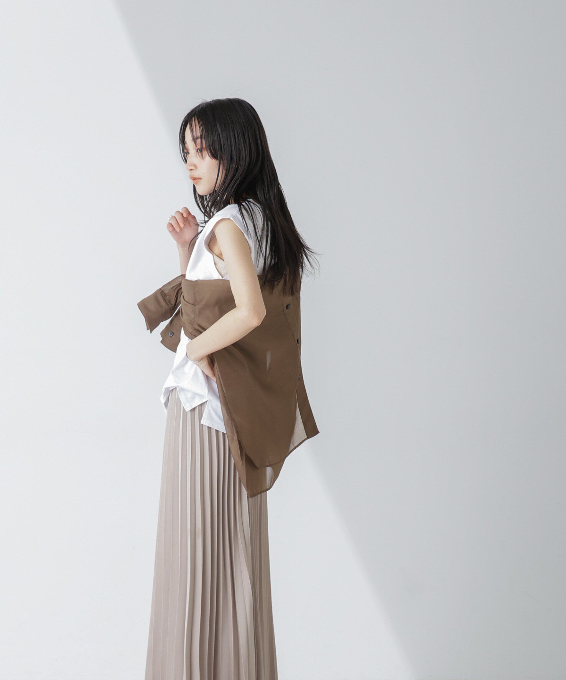 nano･universe「ノースリーブロゴプリントトップス」|Tシャツ・カットソー|