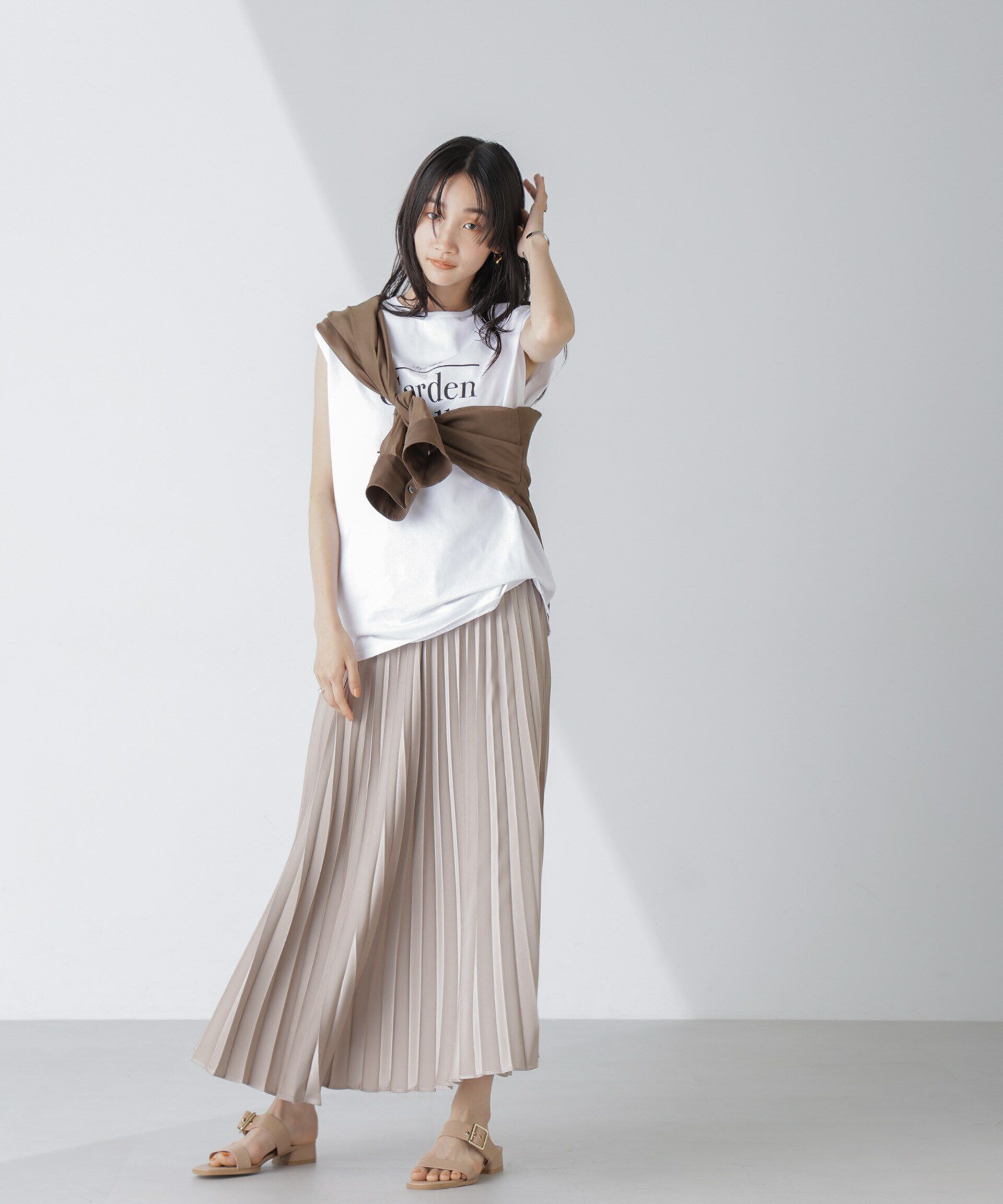 nano･universe「ノースリーブロゴプリントトップス」|Tシャツ・カットソー|