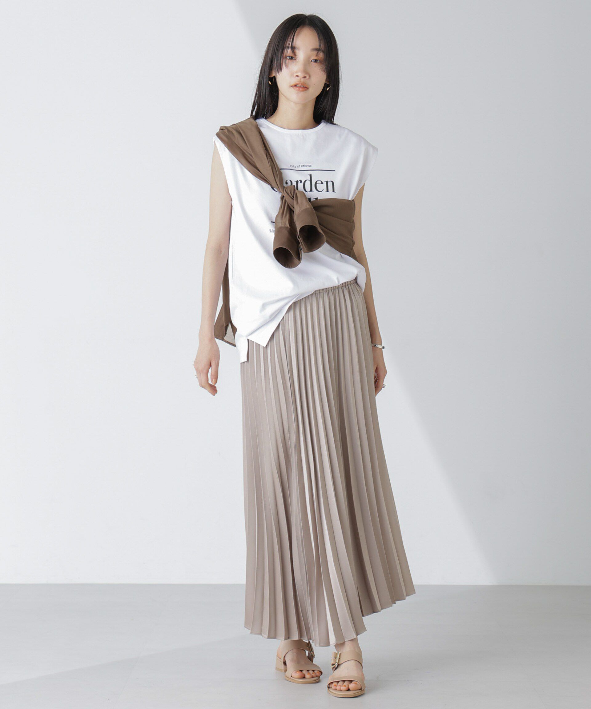 nano･universe「ノースリーブロゴプリントトップス」|Tシャツ・カットソー|