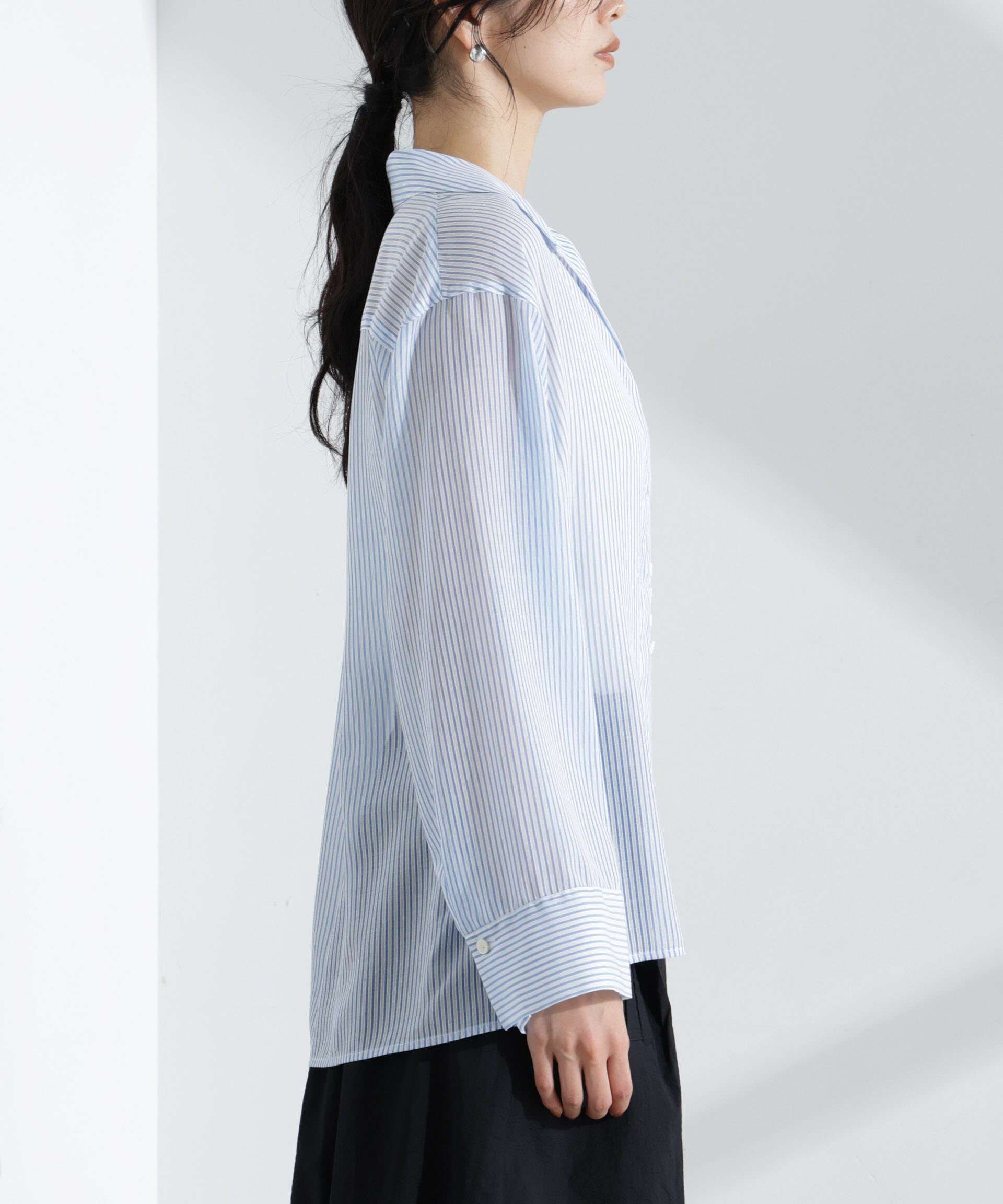 nano･universe「マルチボタンシアーストライプシャツ(セットアップ可)」|シャツ・ブラウス|