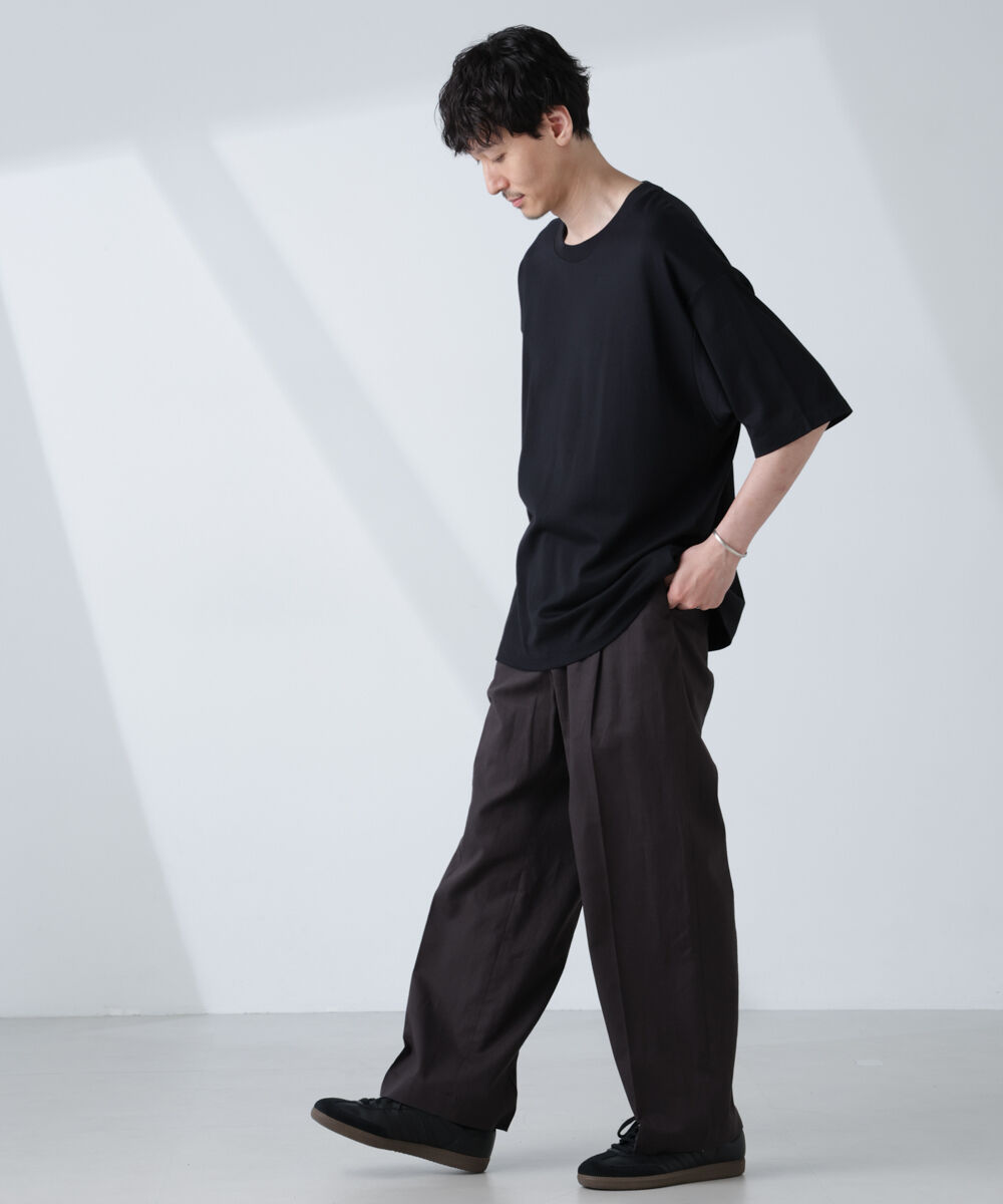 nano･universe「WEB限定/Anti Soaked(R)  汗染み防止 クルーネック ビッグシルエットTシャツ」|Tシャツ・カットソー|