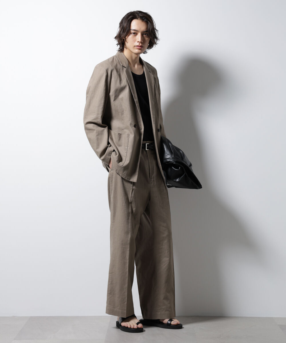 nano･universe「「BELGIUM LINEN FABRICS」リネンコットンダブルジャケット(セットアップ可)」|テーラードジャケット|