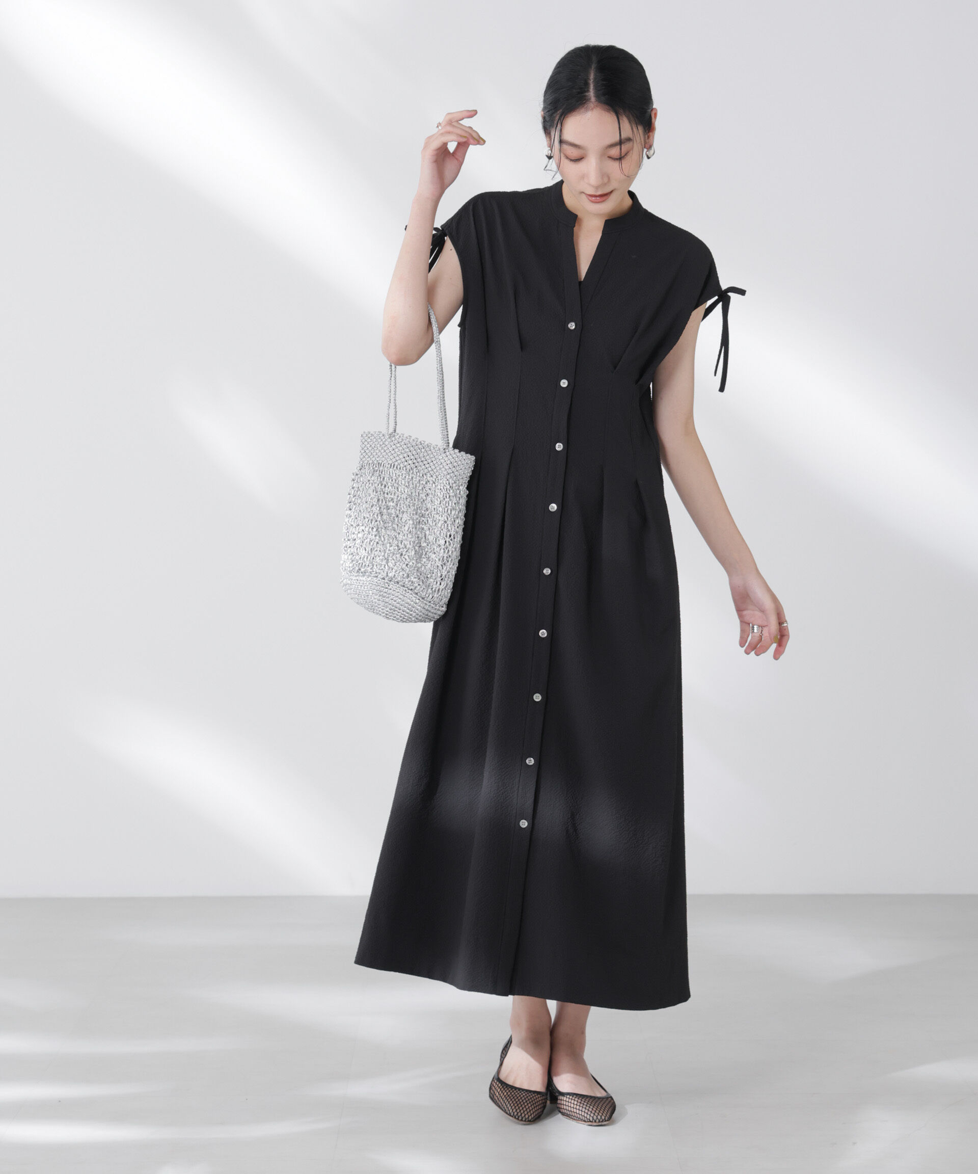 nano･universe「リボンドロストサッカーシャツワンピース」|ワンピース|