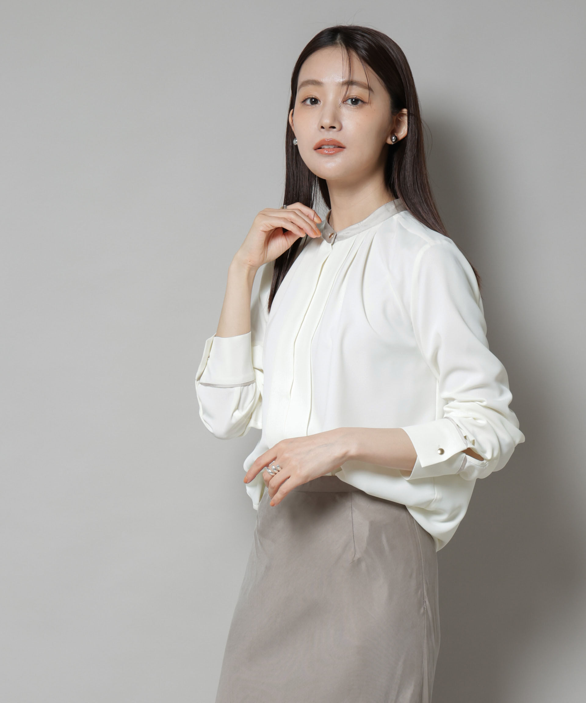 nano･universe「スタンドバイカラータックブラウス」|シャツ・ブラウス|