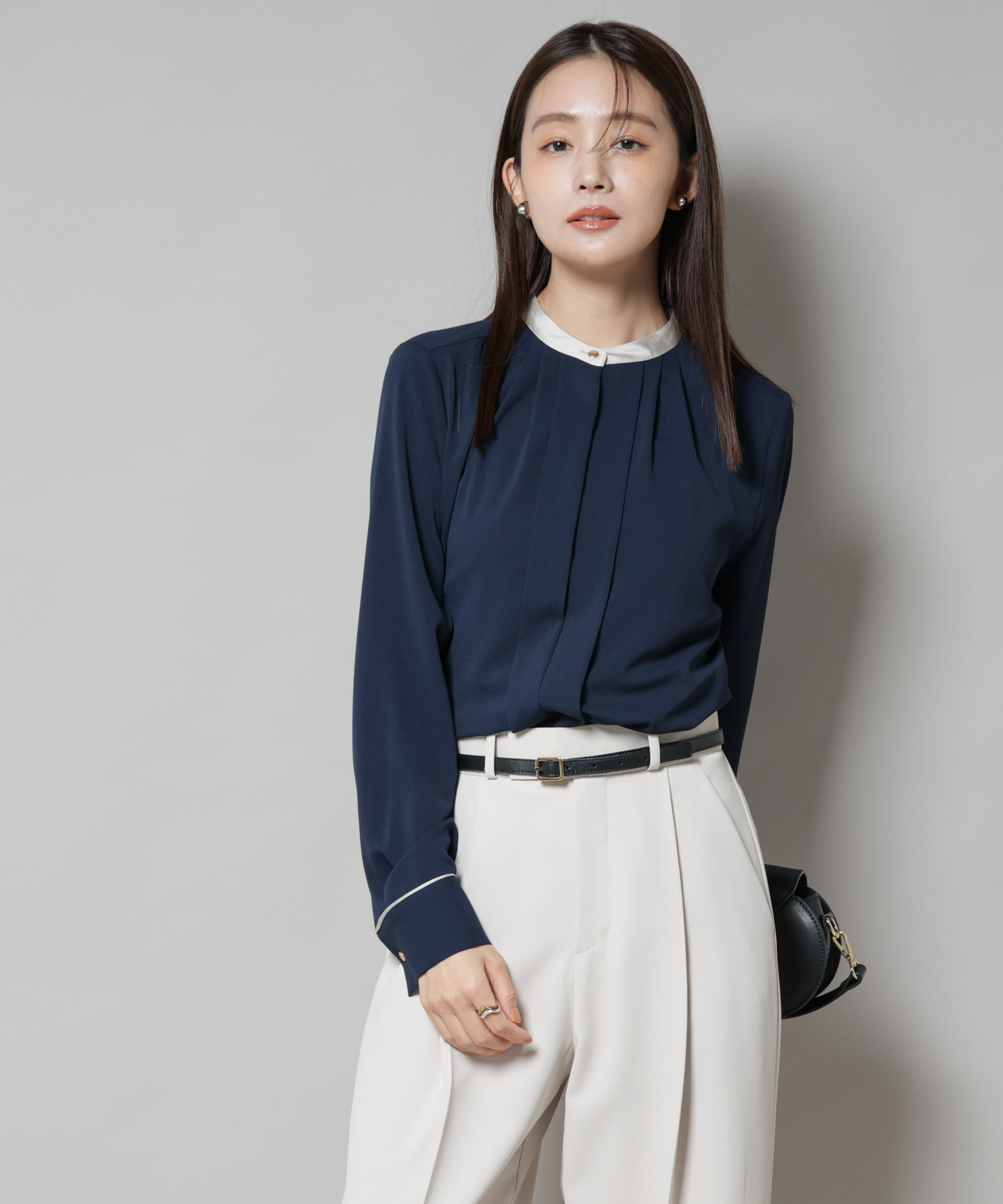 nano･universe「スタンドバイカラータックブラウス」|シャツ・ブラウス|