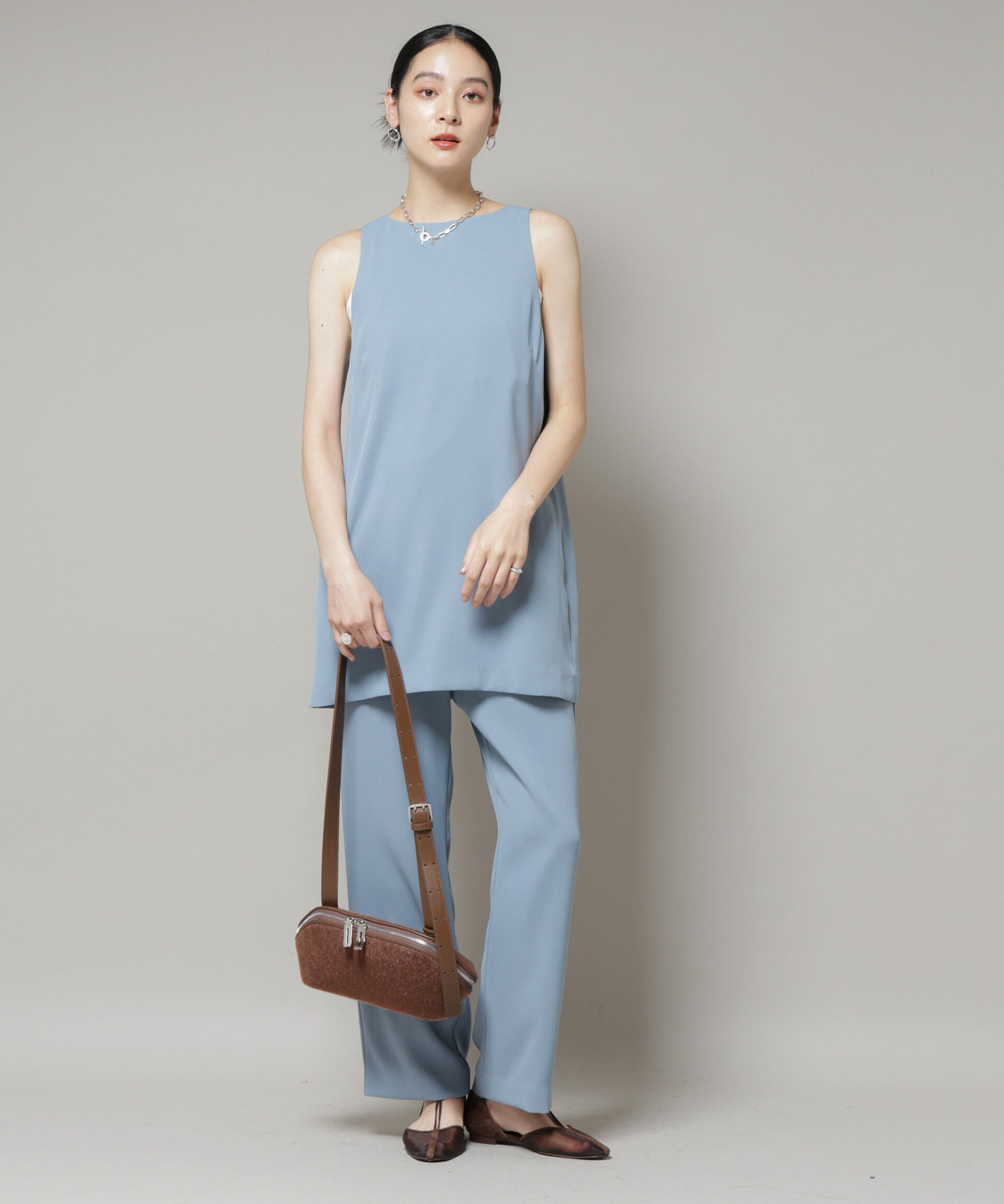 nano･universe「ダブルクロスノースリーブブラウス&times;パンツセットアップ」|ワンピース|