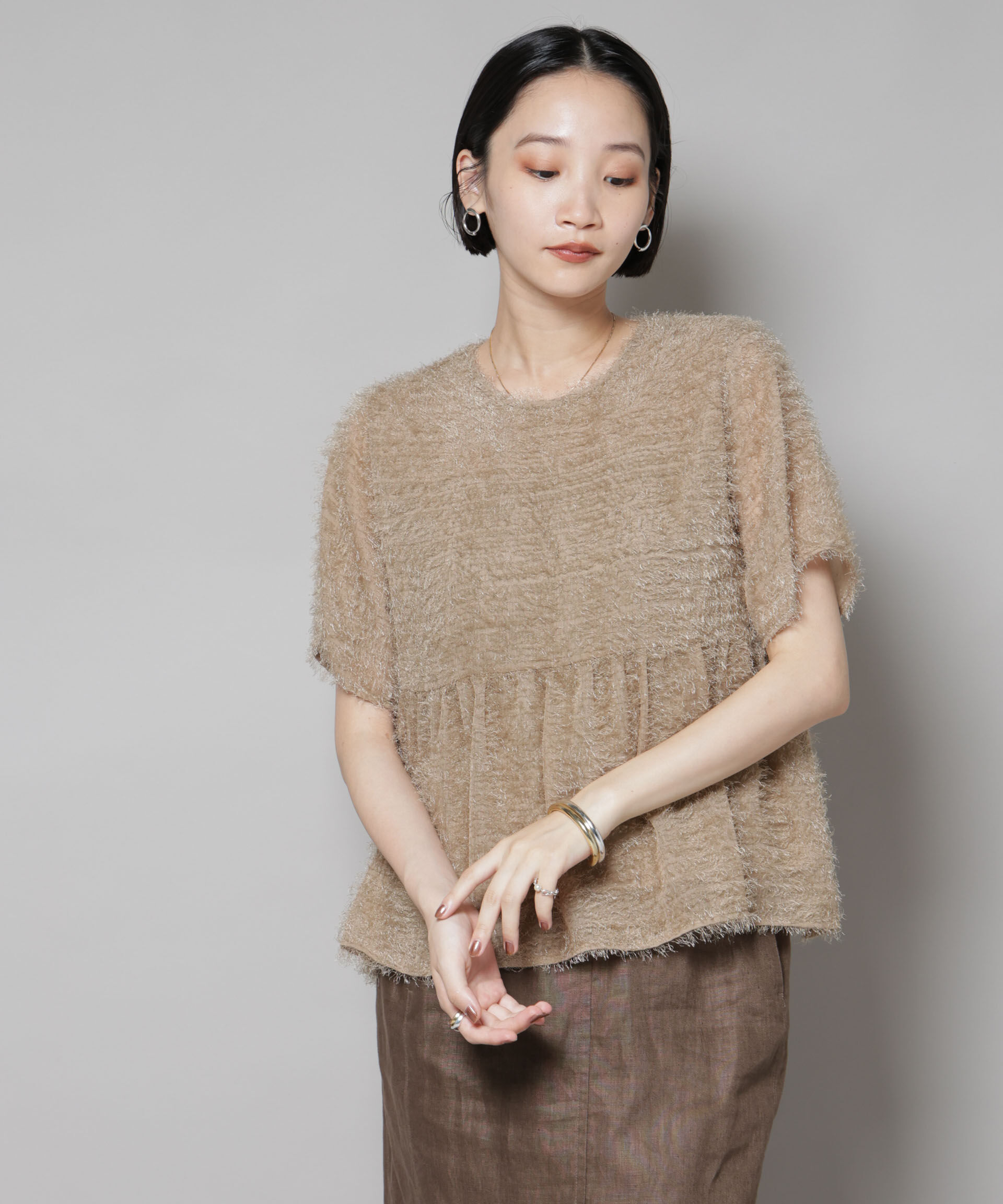 nano･universe「フリンジシフォンギャザーブラウス(セットアップ可)」|シャツ・ブラウス|