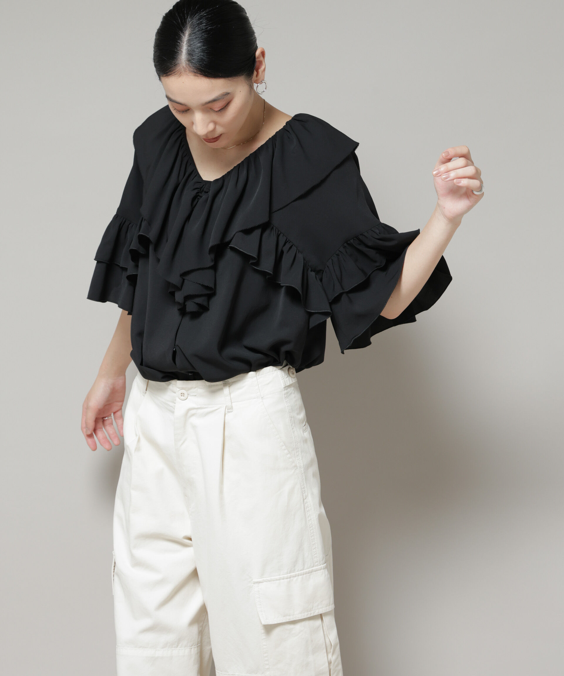 nano･universe「ピコフリルフレアブラウス」|シャツ・ブラウス|