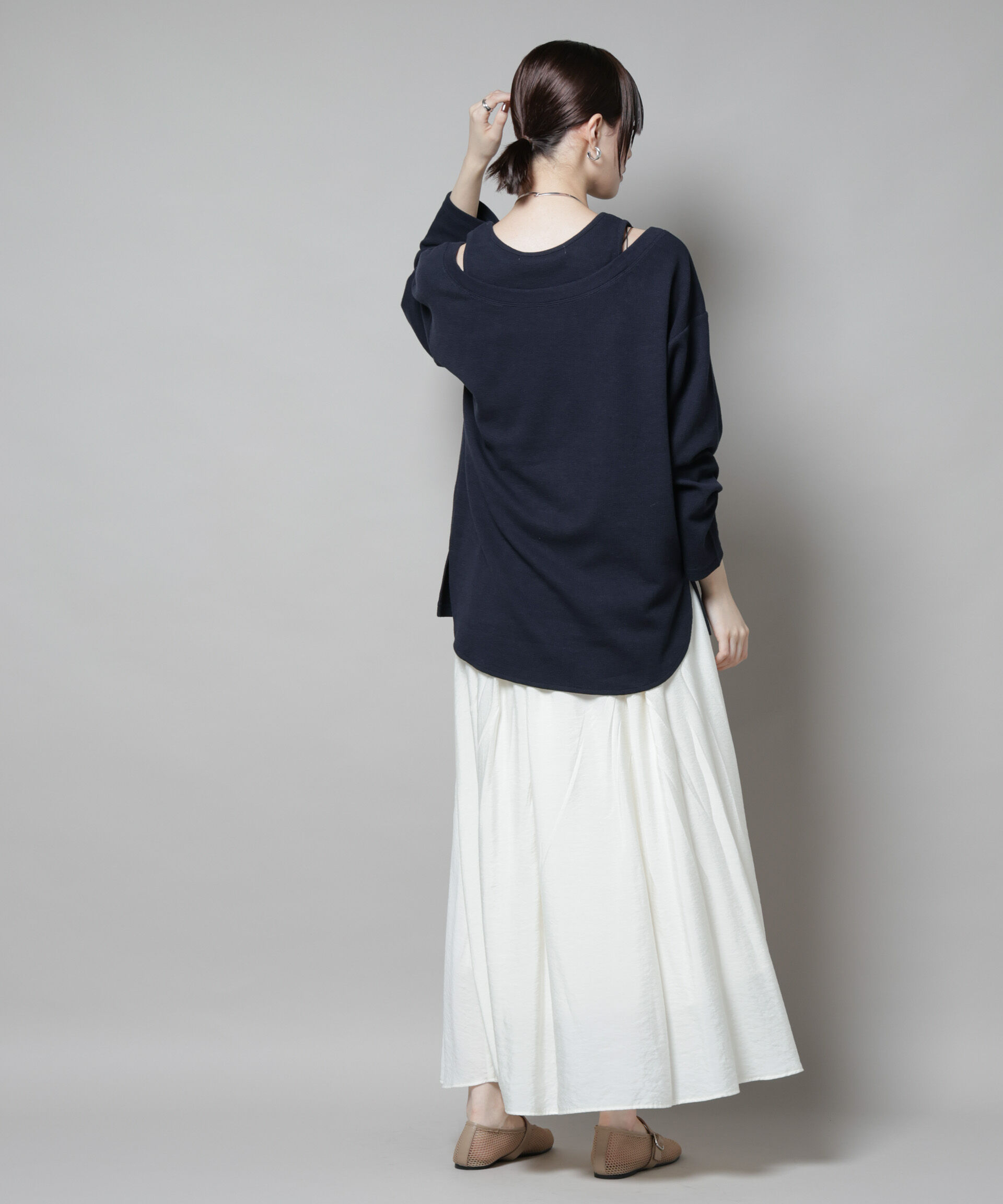 nano･universe「フェイクレイヤードワッフルカットトップス」|Tシャツ・カットソー|