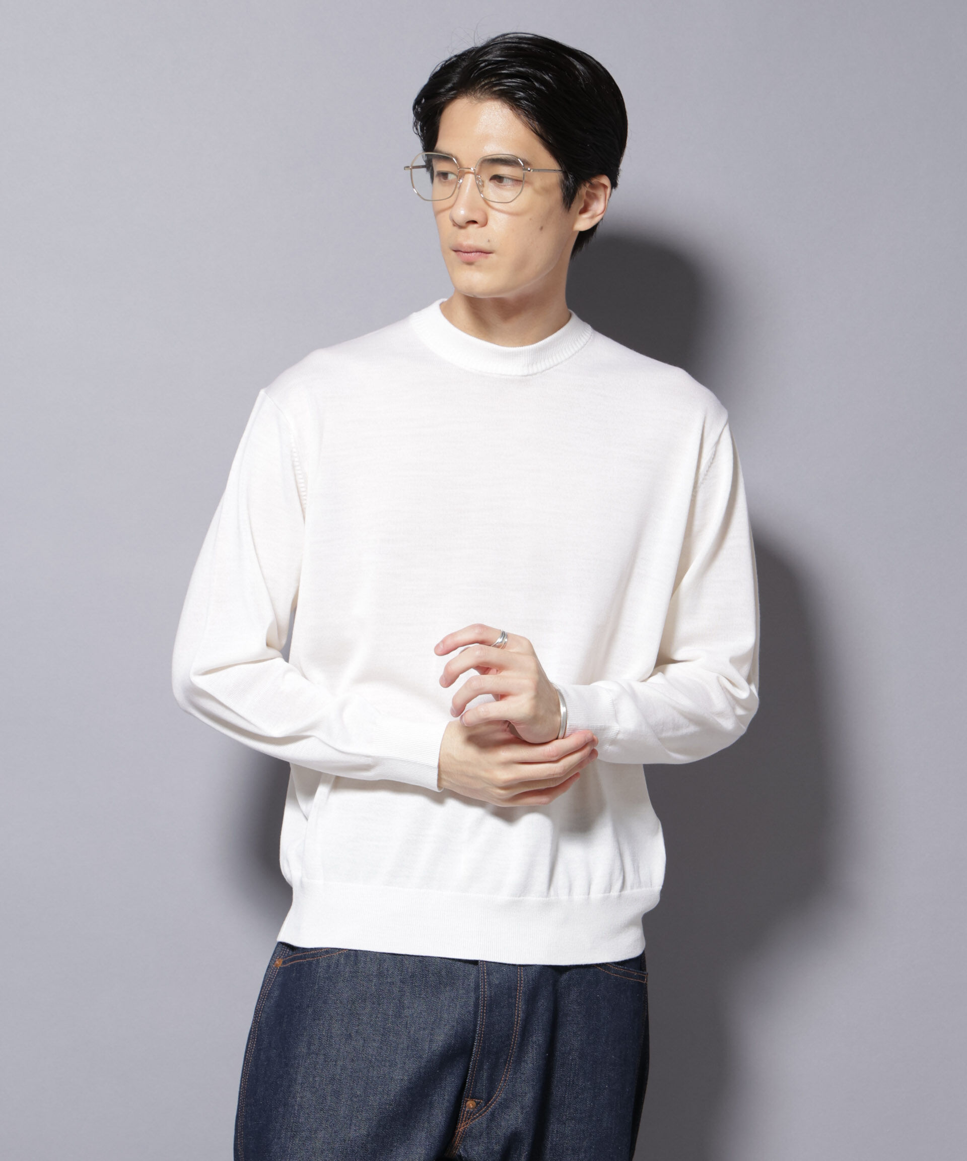 nano･universe「「毛玉レスニット」ファインゲージクルーネック」|ニット・セーター|