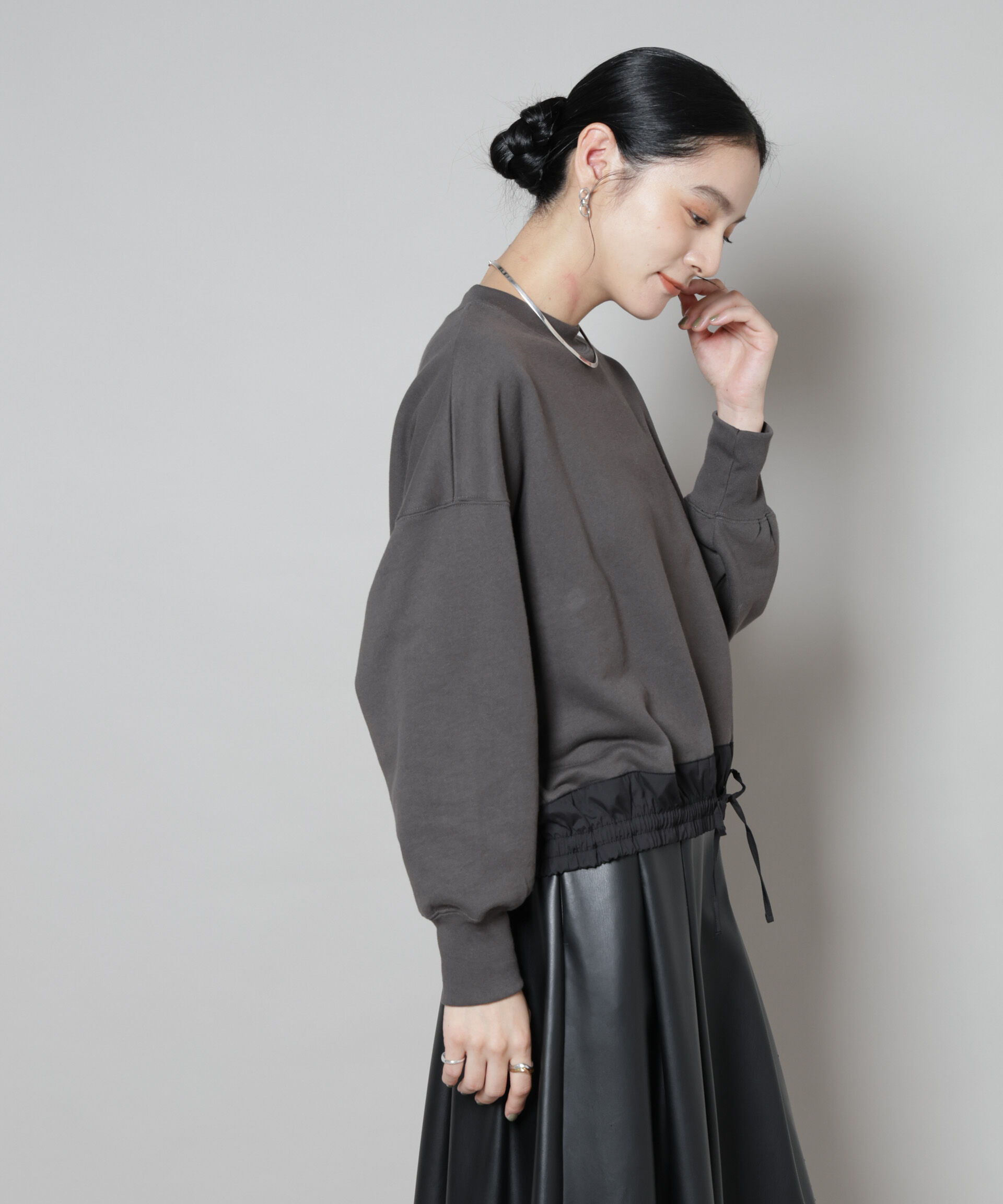 nano･universe「ブロード切替クルーネック裏毛トップス」|Tシャツ・カットソー|