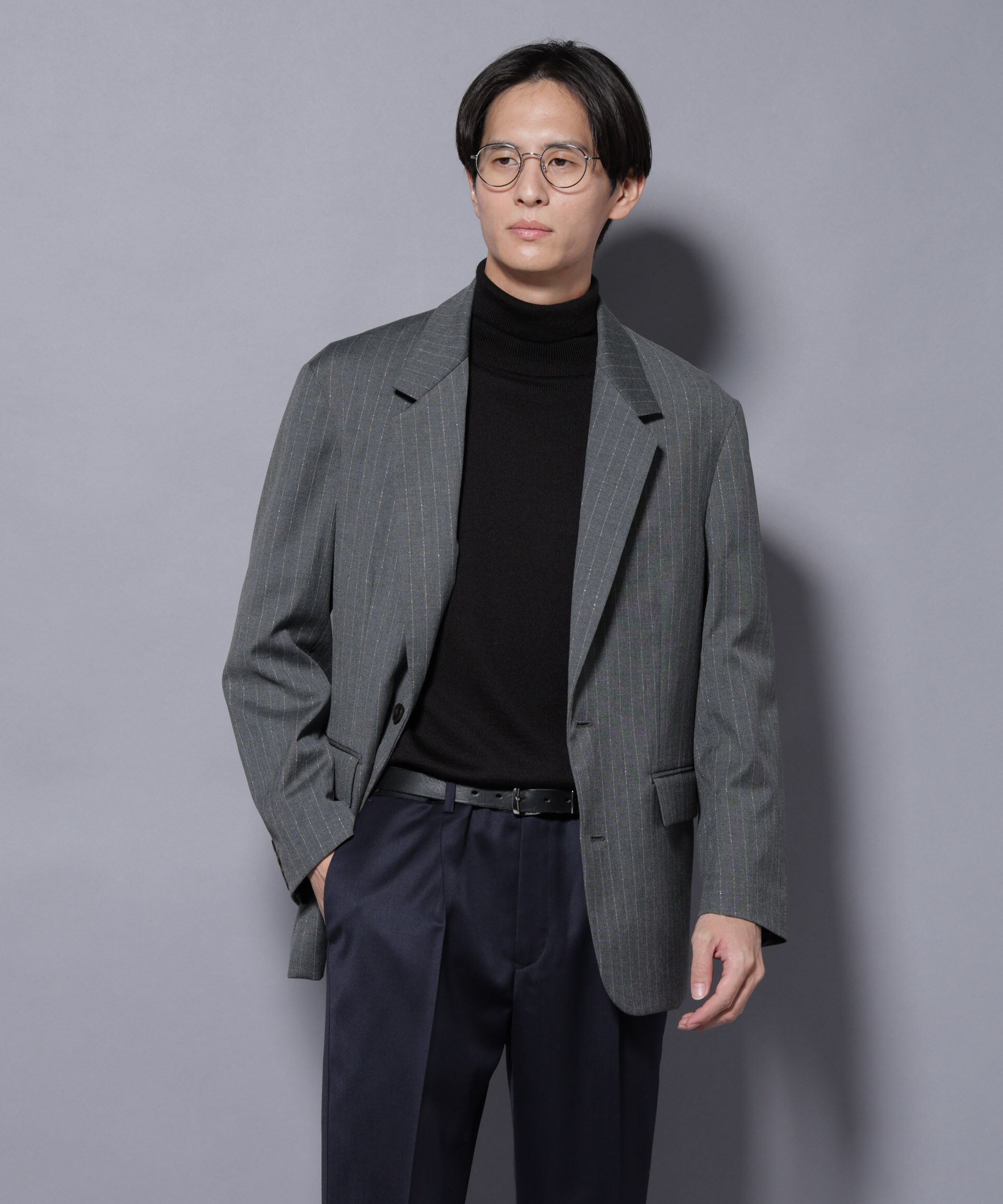 nano･universe「DELEGANTEｴｱﾘｰｻｷｿﾆｰ ｸﾞﾘｯﾀｰｽﾄﾗｲﾌﾟﾃｰﾗｰﾄﾞｼﾞｬ」|テーラードジャケット|