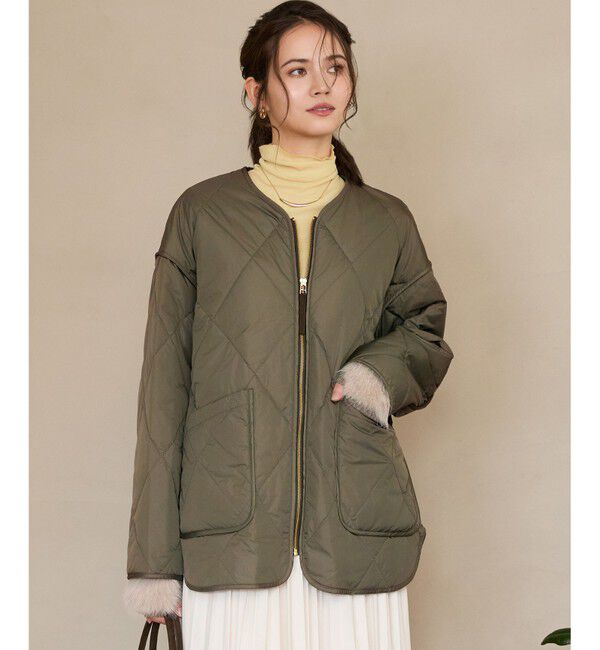 23区「【SLOW/一部店舗限定】中綿 パデットアウター」|ダウン|カーキ系
