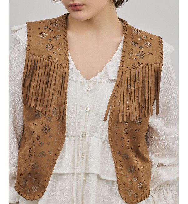 GRACE CONTINENTAL「フェイクスウェードジレ」|ベスト・ジレ|キャメル