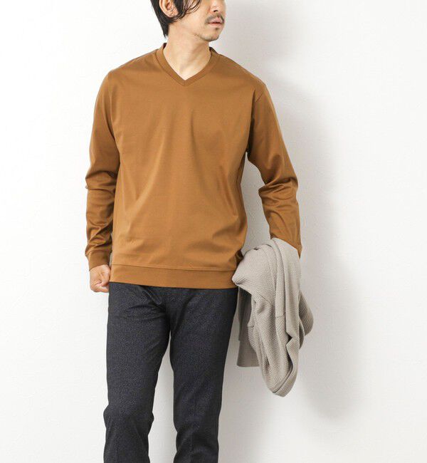 NOLLEY'S goodman「《ビジカジ対応》シルケットスムースドレスL/S V Tシャツ 25AW」|Tシャツ・カットソー|