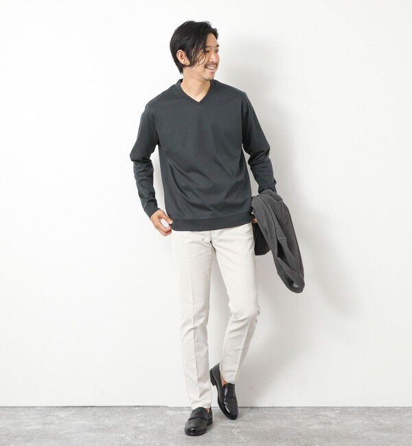 NOLLEY'S goodman「《ビジカジ対応》シルケットスムースドレスL/S V Tシャツ 25AW」|Tシャツ・カットソー|