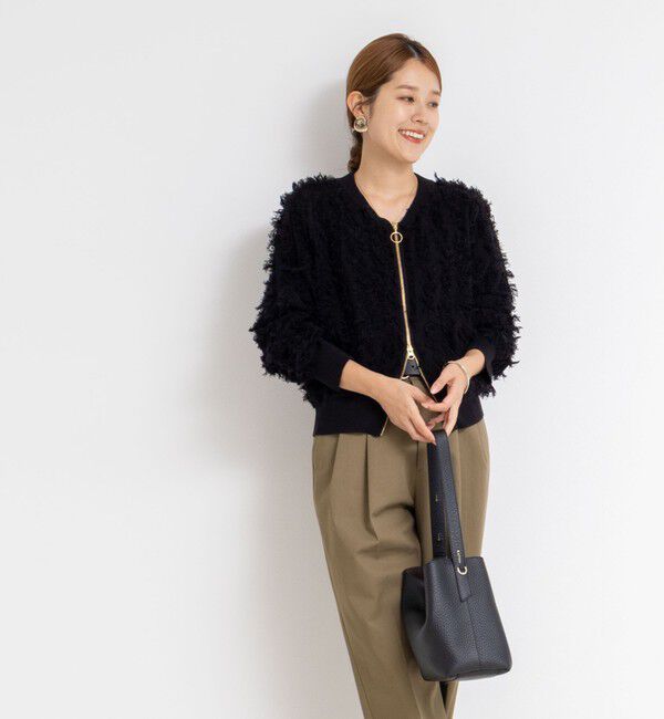 Rie Miller「《手洗い可能》カットジャガードジップアップカーディガン」|カーディガン|