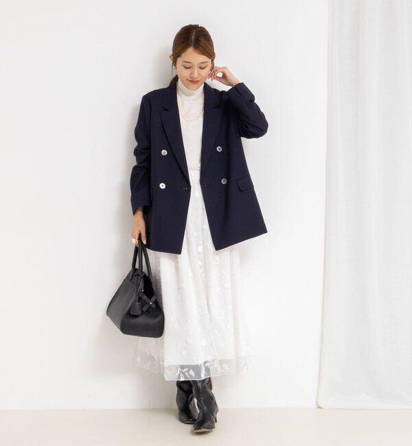 NOLLEY'S「ウォッシャブルチュール刺繍リバーシブルギャザースカート」|フレア|