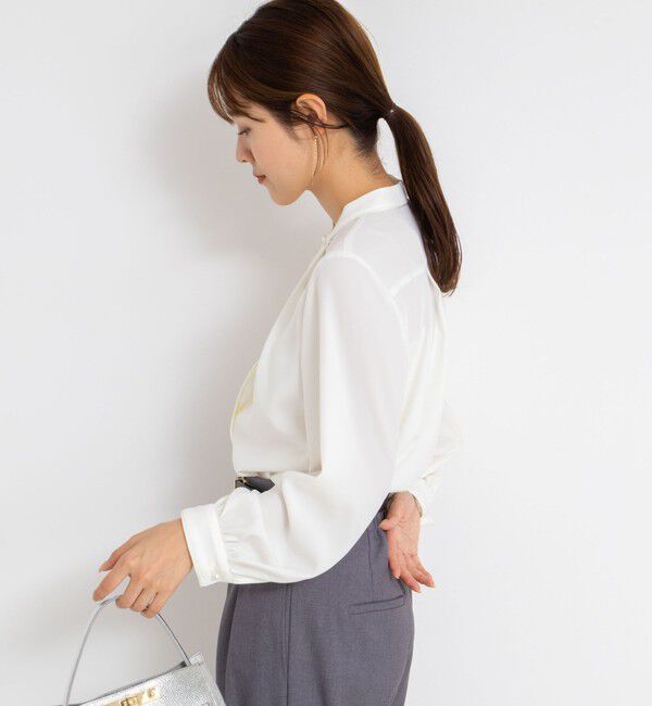 NOLLEY'S sophi「ウォッシャブルバックサテンパール釦タックブラウス」|シャツ・ブラウス|