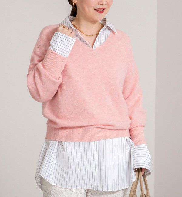 NOLLEY'S sophi「《手洗い可能》アルパカ混Vネックプルオーバー」|ニット・セーター|ピンク