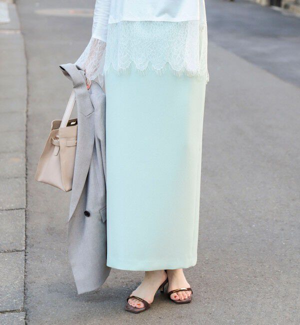 NOLLEY'S sophi「《セットアップ対応》ウォッシャブルバックサテンタイトスカート」|タイト|ミントグリーン