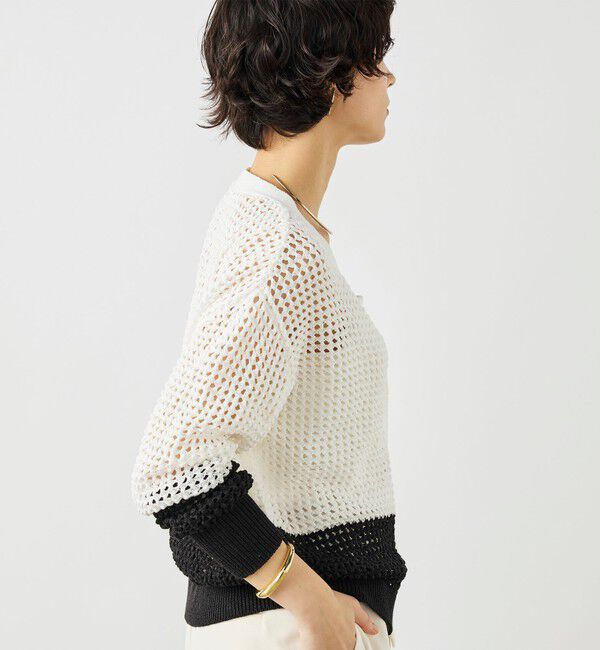 NOLLEY'S「《手洗い可能》テープメッシュ編Vネックカーディガン」|カーディガン|