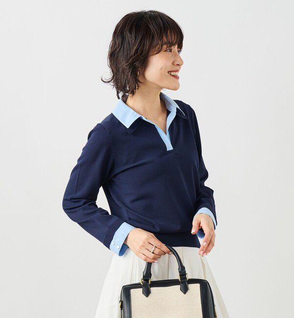 NOLLEY'S sophi「《手洗い可能》シャツレイヤード風スキッパーポロニット」|ニット・セーター|