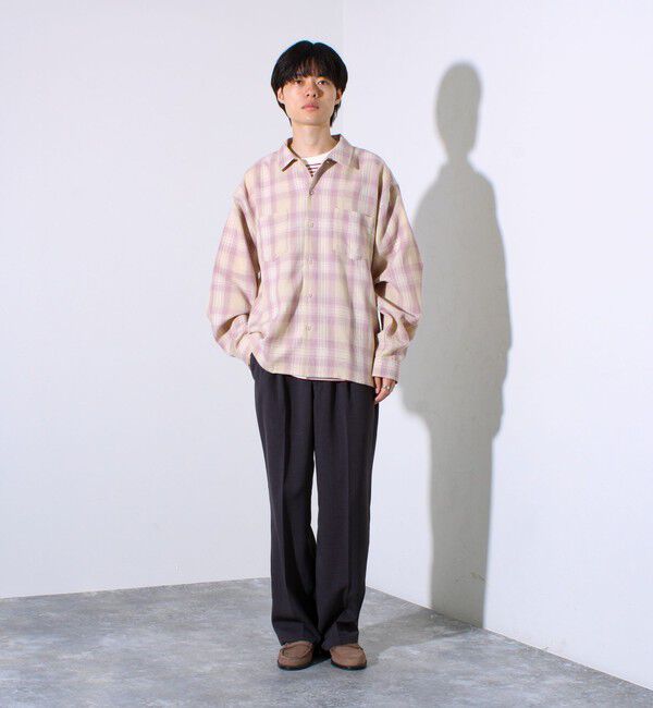 GLOSTER「【残暑にも快適なさらっとシャツ】ワッフルチェック ロングスリーブシャツ オンブレチェック」|シャツ・ブラウス|