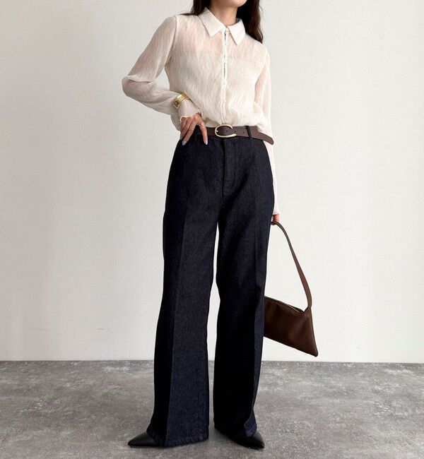 fredy emue「センタープレスデニムスラックス」|デニム|