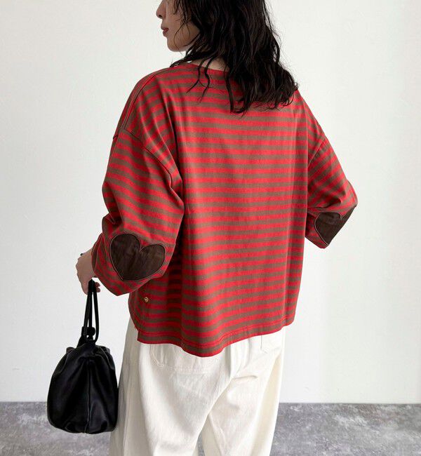 fredy emue「ボーダーハートパッチプルオーバー」|Tシャツ・カットソー|