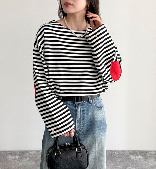 fredy emue「ボーダーハートパッチプルオーバー」|Tシャツ・カットソー|