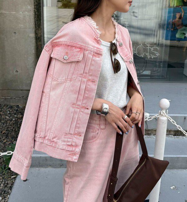 fredy emue「ノーカラーコンパクトデニムジャケット」|デニムジャケット|