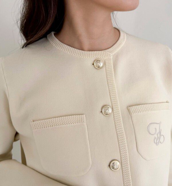 fredy emue「刺繍入りコンパクトニットジャケット」|カーディガン|