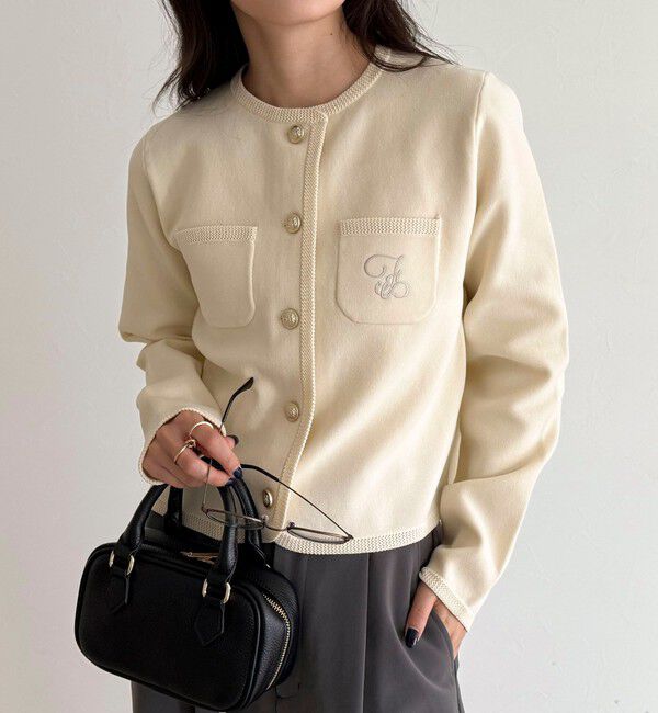 fredy emue「刺繍入りコンパクトニットジャケット」|カーディガン|