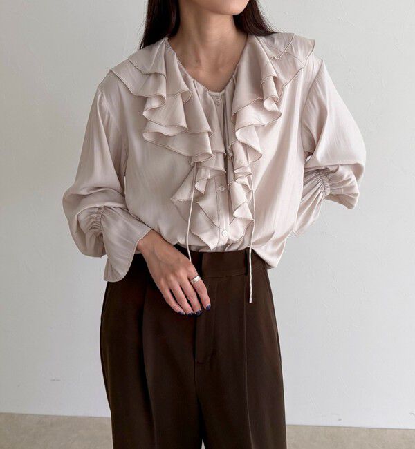 fredy emue「ボリュームフリル前開きブラウス」|シャツ・ブラウス|