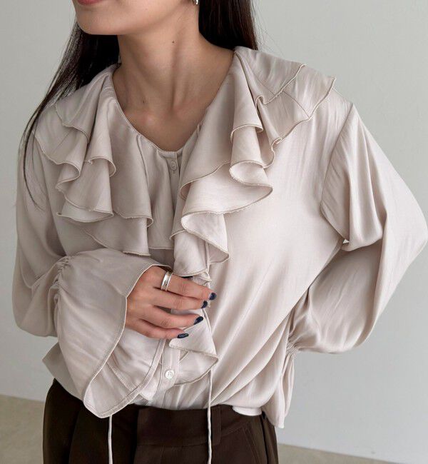fredy emue「ボリュームフリル前開きブラウス」|シャツ・ブラウス|