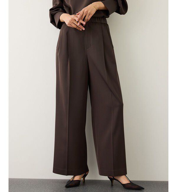 ROPE「イージータックワイドパンツ/イージーケア・セットアップ対応」|チノ|ブラウン(20)