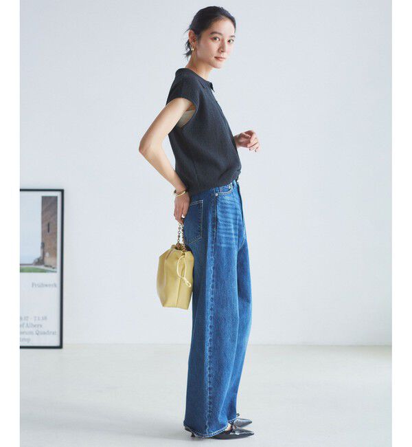 VIS「【洗える】ハイウエストルーズワイドデニム」|デニム|
