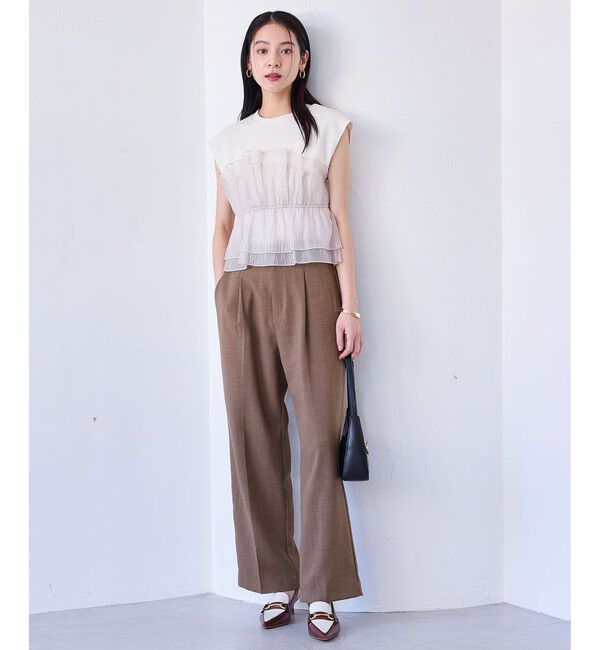 VIS「美easyリネンライクワイドパンツ/イージーケア・接触冷感・セットアップ対応」|スラックス|