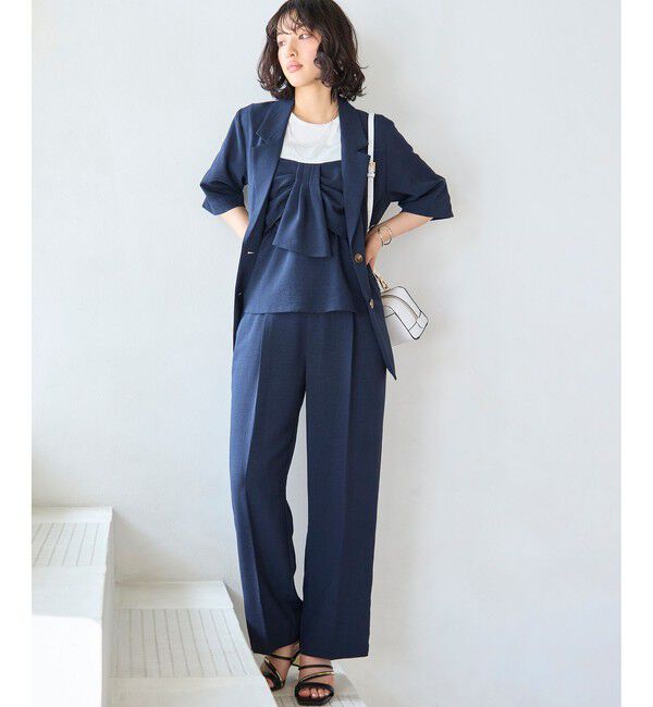 VIS「美easyリネンライクワイドパンツ/イージーケア・接触冷感・セットアップ対応」|スラックス|