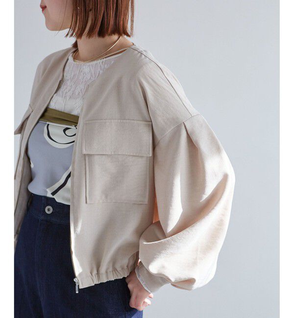 VIS「【WEB限定】気流染めリネンライクダブルポケットブルゾン【防シワ/UVケア/接触冷感/洗える】」|ブルゾン・スタジャン|