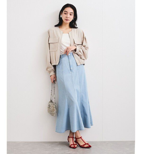 VIS「【WEB限定】気流染めリネンライクダブルポケットブルゾン【防シワ/UVケア/接触冷感/洗える】」|ブルゾン・スタジャン|