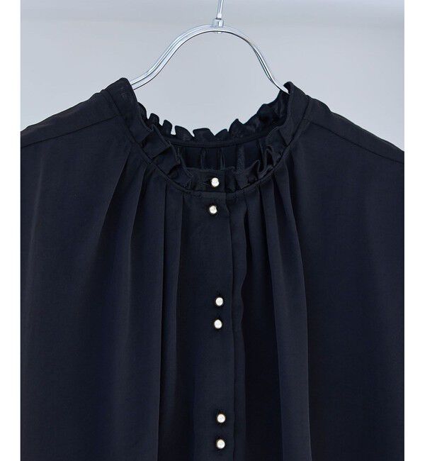 VIS「【WEB限定】割繊釦ネックフリルブラウス」|シャツ・ブラウス|