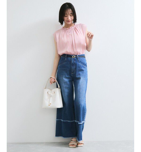 VIS「【WEB限定】割繊釦ネックフリルブラウス」|シャツ・ブラウス|