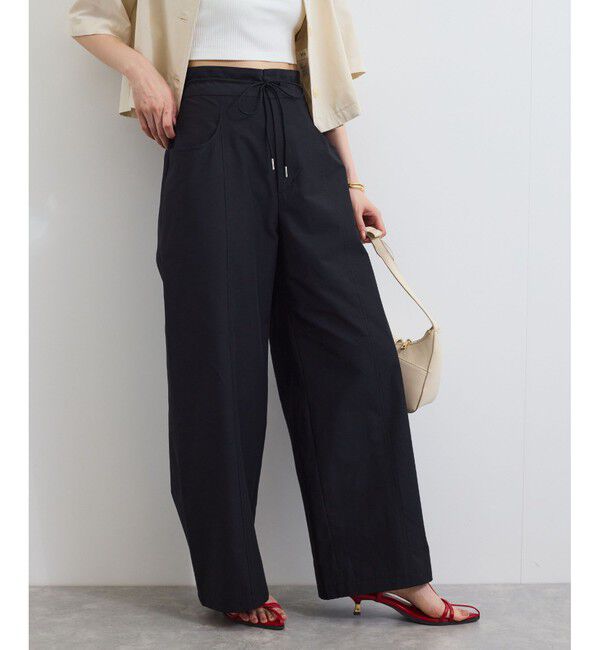 VIS「【接触冷感/洗える】ドロストワイドパンツ」|チノ|