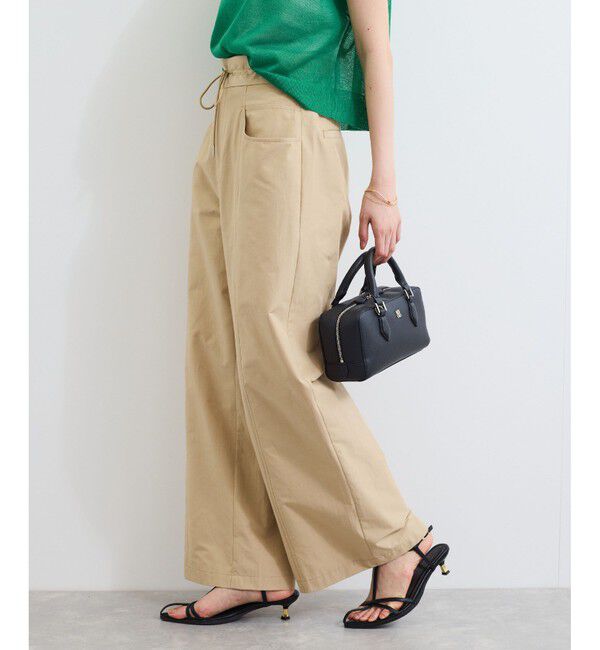 VIS「【接触冷感/洗える】ドロストワイドパンツ」|チノ|