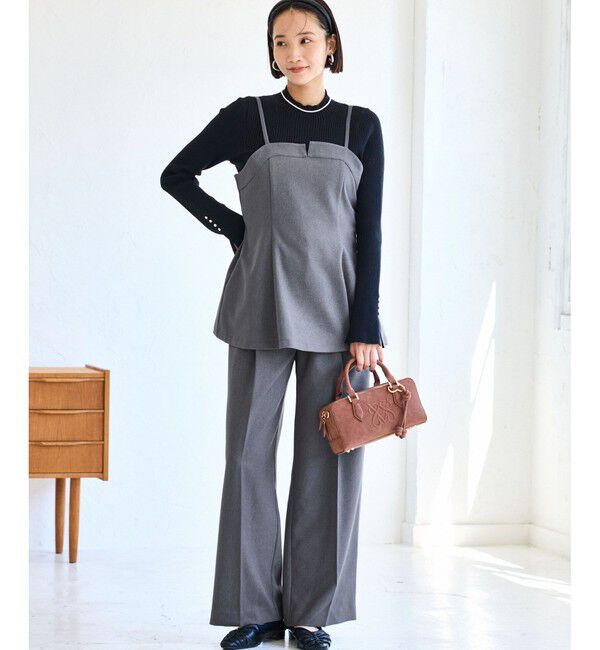 VIS「【美easy】ウーリッシュワンタックワイドパンツ【セットアップ対応/洗える】」|スラックス|